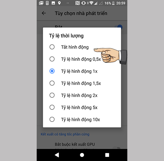 Tắt tỷ lệ hình động